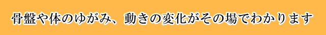 骨盤や体のゆがみ、動きの変化がその場でわかります